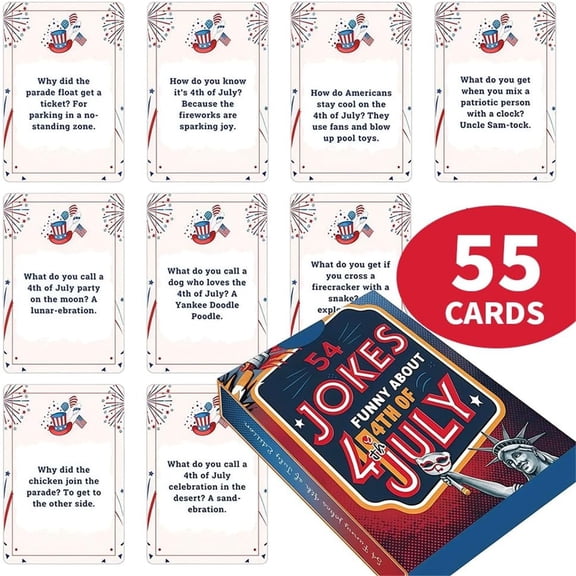 CQCYD Independence Day Joke Cards, 54 Hilarious Funny Puns, Family Party Game Deck for Father's Day Birthday Celebration and Household Gathering