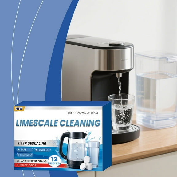 CQCYD Kettle Descaler Tablets for Coffee Maker, 12-Pack Limescale Remover Effervescent Cleaner, Powerful Descaling Cleaning Tablets for Electric Kettle, Machine, Tea Pot, Household Appliance Care