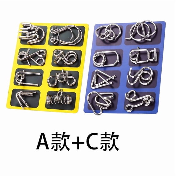 CQCYD Metal Brain Teaser Puzzle Rings 2 Pack, Interlocking Iron Mind Game, IQ Challenge Puzzle Toy, Classic Chinese Ring Puzzle for All Ages Adults Teens