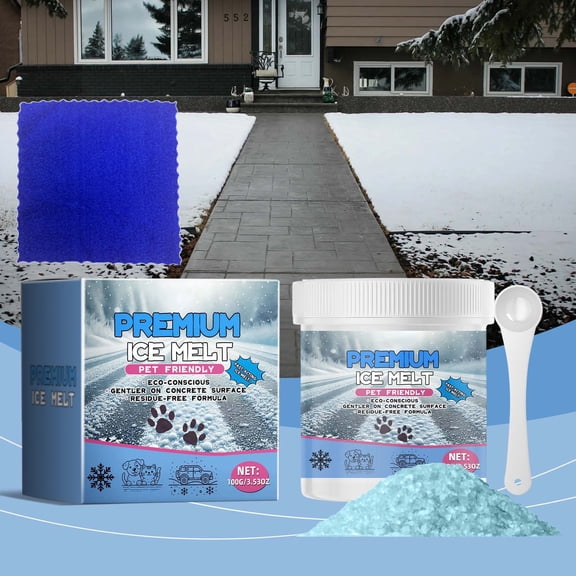 CQCYD Pet Safe Ice Melt, Effectively Melt Ice And Snow For Driveways Sidewalks And Steps Pet Friendly Deicer er Pellets For Winter Snow Removal 100g