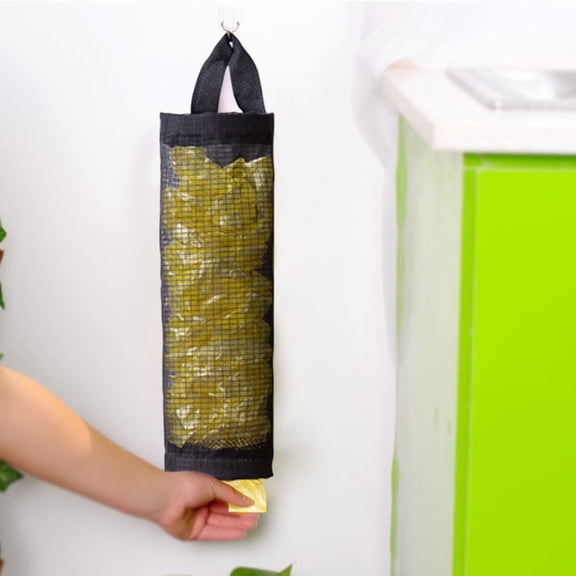 CQCYD Plastic Bag Hanging Dispenser Mesh, Foldable Breathable Wall Mount Grocery Sack Organizer, Kitchen Bag Holder Storage, Reusable Bag Dispenser for Home Pantry, Laundry Room Space Saver