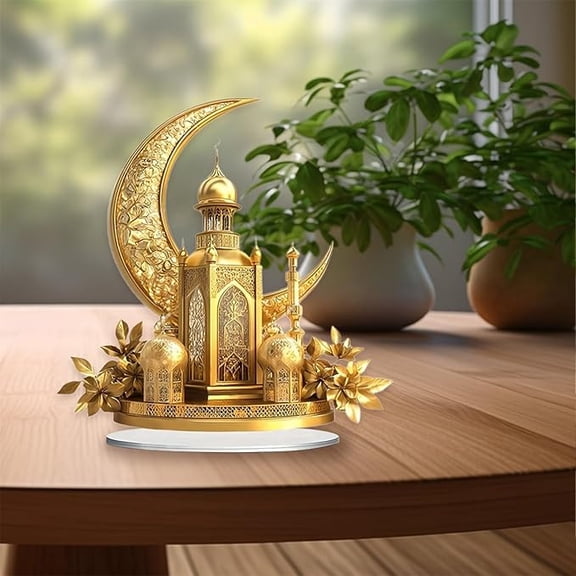 CQCYD Ramadan Decorations, Eid Al Fitr Mubarak Islamic 2D Castle Table Centerpiece Home Decor Family Souvenir Collection Religious Holiday Gift Housewarming Party Decoration