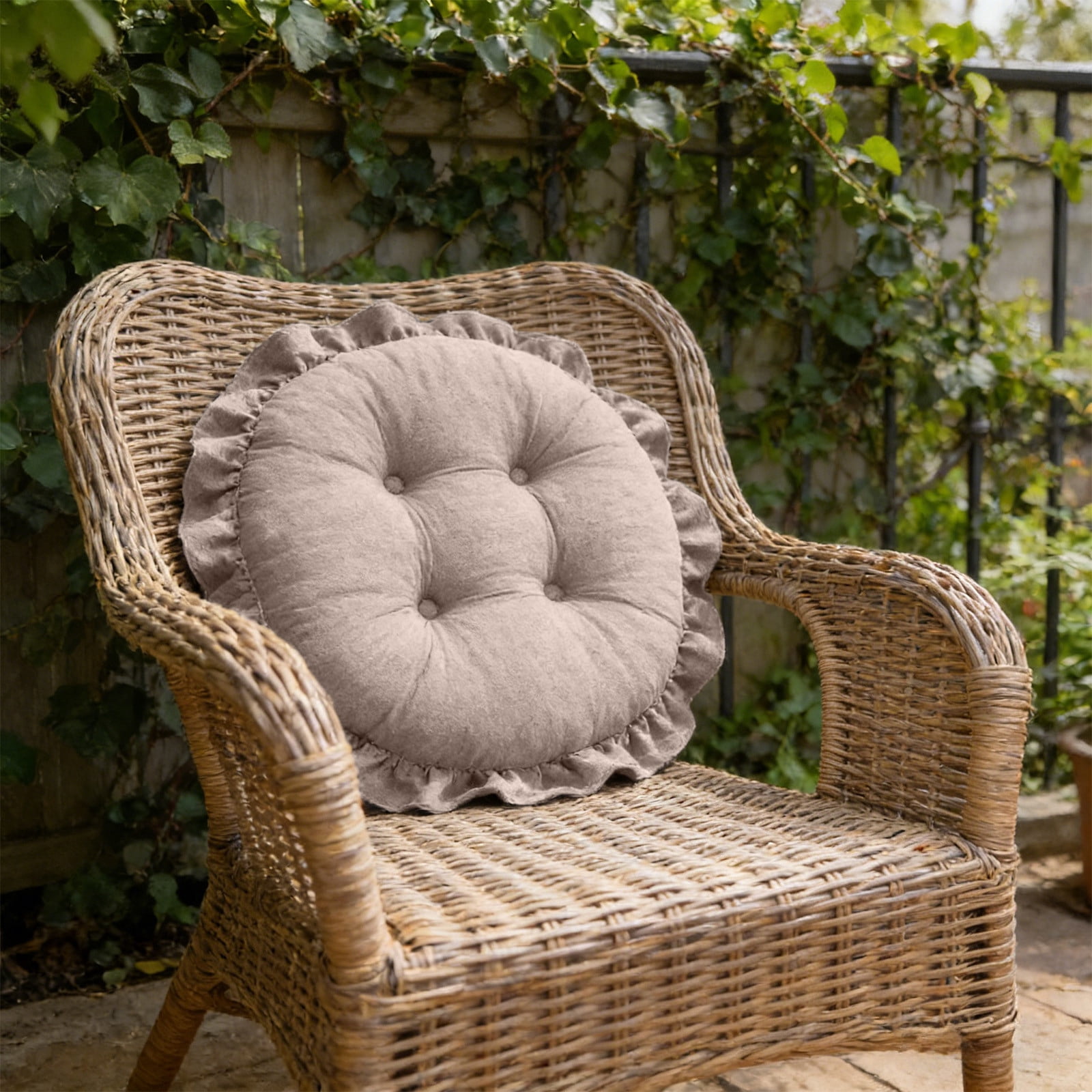 CQCYD Round Cushion For Chair, Velvet Ruffle Floor Mat With Strap, 45cm ...