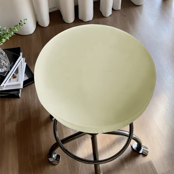 CQCYD Round Stool Cover, Elastic Milk Silk Bar Stool Cushion Cover, Soft Stretchable Polyester Pouf Slipcover for Kitchen Living Room Home Decor