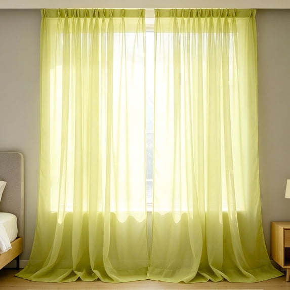 CQCYD Sheer Curtains 55x90 Light Filtering Voile Curtains for Bedroom Living Room, Airy Rod Pocket Window Drapes, Semi Sheer Polyester Curtain Panels for Dining Room Office Decor, 1 Panel