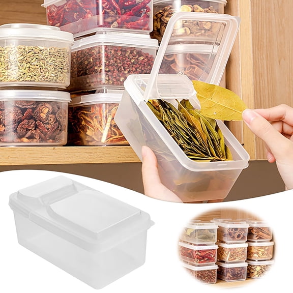 CQCYD Spice Storage Box Kitchen Seasoning Organizer, 6 Pack Clear Plastic Spice Jars with Lids, Airtight Dry Food Containers for Pepper Chili Seasonings, Pantry Refrigerator Freezer Organization