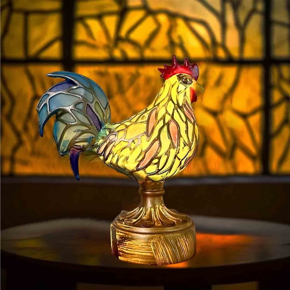 CQCYD St Patrick's Day Shamrock Table Lamp, 3D Rooster Animal Desk Decor, Resin Tabletop Decoration for Home Office, Irish Themed Decorations, Festive Gift for St Patricks Day Party