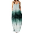 thumbnail image 1 of CQCYD Summer Dress, Women Sleeveless V-Neck Suspender Dress Printed Dress Floor-Length Dress Loose Leisure Dress on Sale Green L, 1 of 5