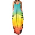thumbnail image 1 of CQCYD Summer Dress, Women Sleeveless V-Neck Suspender Dress Printed Dress Floor-Length Dress Loose Leisure Dress on Sale Yellow S, 1 of 5