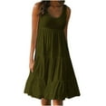 thumbnail image 1 of CQCYD Summer Dresses 2023, Women Printed Sleeveless Crew Neck Dress Loose Beach Dress Holiday Dress and Ankle Dress Leisure Sales Today Clearance Army Green M, 1 of 5