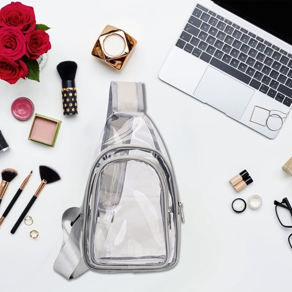 CQCYD Transparent Chest Bag, Waterproof PVC Clear Crossbody Pack, Large Capacity Jelly Shoulder Sling, Fashionable Transparent Chest Bag for Beach Swimming Travel and Stadium Events