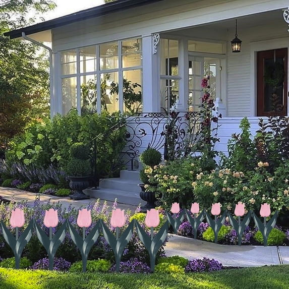CQCYD Tulip Garden Fence, 4-Piece Plastic Picket Fence Edging, Decorative Flowerbed Border For Lawns And Outdoor Yard Decor