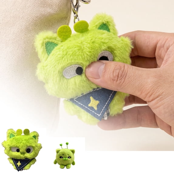 CQCYD Under $5 2Pcs Alien Plush Doll, Cute Handmade Alien Invasion Earth Toy, Super Soft Plushie Keychain Decor for Bag Bedroom Living Room Gift