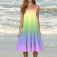 thumbnail image 1 of Holiday Deals! pstuiky Summer Dresses, Cover-Up Dress Gradient Print Sleeveless Crew Neck Sundresses Knee Length Dresses Formal Dresses for Women Party Yellow XXXXL, 1 of 7