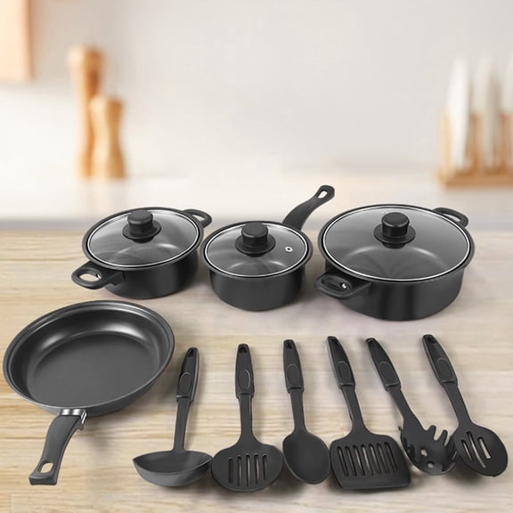 CQCYD Under $5 13Pcs Pots and Pans Set Non Stick, Kitchen Cookware Set, RV Kitchen Cooking , Oven Safe, Induction Ready, Stackable Non-stick Set