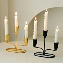 CQCYD under $5 3-Candle Cast Iron Metal Candelabra Candlestick Holders Tall Candle Holder Wedding Event Candelabra Candle Stand