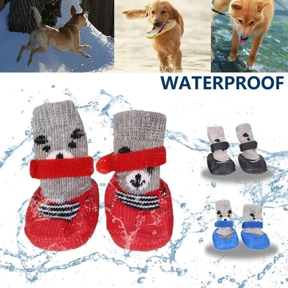 CQCYD under $5 3Pcs Dog Shoes, Medium Dog Booties Waterproof Shoes, Adjustable Knit Dog Socks, Pet Outdoor Winter Footwear, Puppy Paw Protection