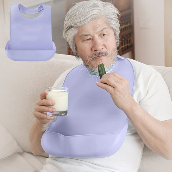 CQCYD under $5 Adult Bib, Adjustable and Washable Bib for Men & Women, Waterproof for Elderly with Crumb Catcher