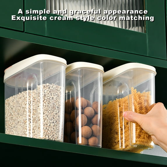 CQCYD under $5 Airtight Pasta Containers, 2L Plastic Storage Jars Canisters, Cereal Spaghetti Container Storage for Pantry, Grain, Noodles, Bean