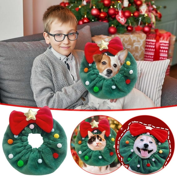 CQCYD under $5 Christmas Hat Scarf for Small Medium Large Dogs & Cats Bandana - Warm Knitted Fall Winter Bandana Holiday Decoration