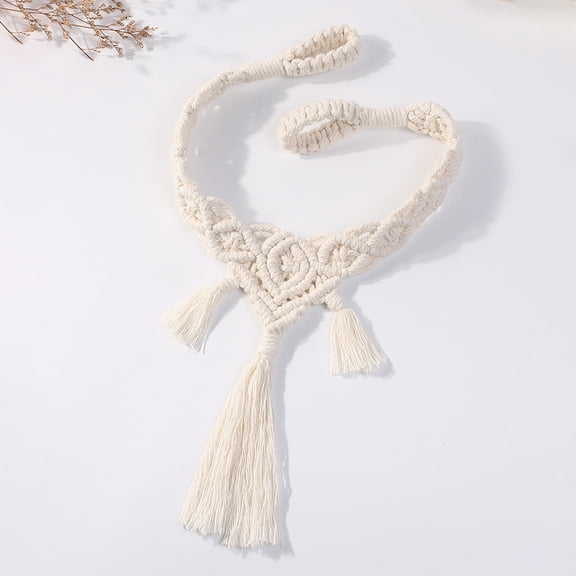 CQCYD under $5 Curtain Tiebacks Macrame Holdbacks, Cream-Colored Bohemian Home Decoration Drapery Holdback Farmhouse Curtain Tie Back Holder