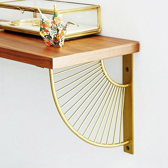 CQCYD under $5 Decorative Shelf Brackets, Brass Metal Shelves Bracket, Wall Decor, Modern Shelving Bracket for DIY Floating Shelves