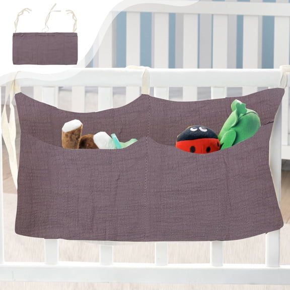 CQCYD under $5 Fabric Bedside Hanging Storage Bag, 2 Pockets Organizer for Baby Cribs and Toys