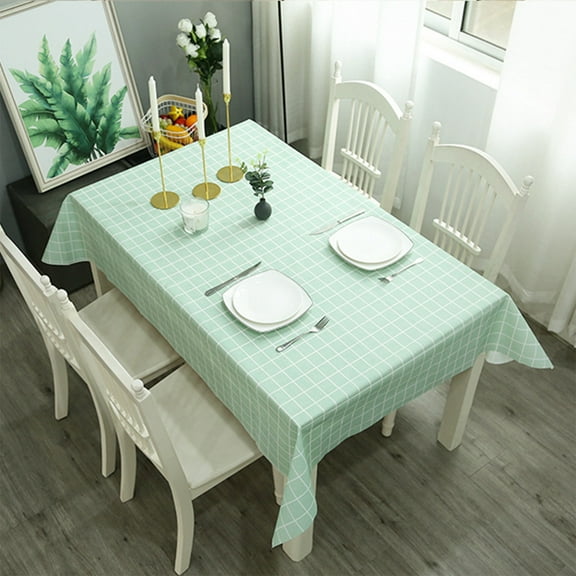 CQCYD under $5 Rectangle Table Cloth, Waterproof Vinyl Tablecloths, Wipeable Plastic Plaid Table Cover for Dining, Picnic, Indoor and Outdoor