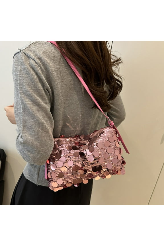 under $5 Women Sequin Bag, Small Shoulder Tote Sparkly Purse Clutch Handbags Evening Bag Party Bling Glitter Sparkle Sequin Purse