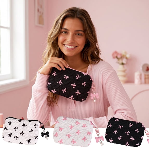 CQCYD3Pcs Makeup Pouch, Cosmetic Bag with Zipper, Nylon Travel Organizer for Lipstick Accessories, Small Storage Pouch for Home Office