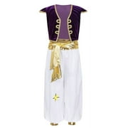 CQDY Halloween Costume Aladdin Suit 2 PCS Tops Pants Short Sleeves Vest Loose Jogger Pants Dress Up Cosplay Costume for Halloween Christmas Thanksgiving Party