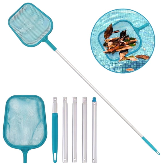 CQHVKQ 65" Summer Pool Leaf Skimmer Net, Professional Heavy Duty Pool Leaf Net with Adjustable Aluminum Poles 5 Sections, Swimming Pool Ultra Fine Mesh Cleaning Supplies for Ground Pool, SPA & Tub