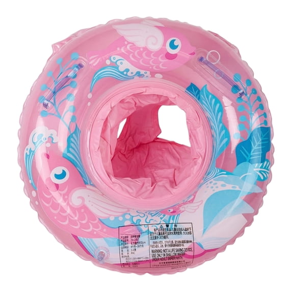 CQHVKQ 20" Inflatable Baby Pool Float Seat, Fish Pattern Baby Swimming Ring for Swim Training, Toddler Inflatable Swimming Float with Airbag Seat, Adjustable Infant Pool Floats 6-36 Months, Pink