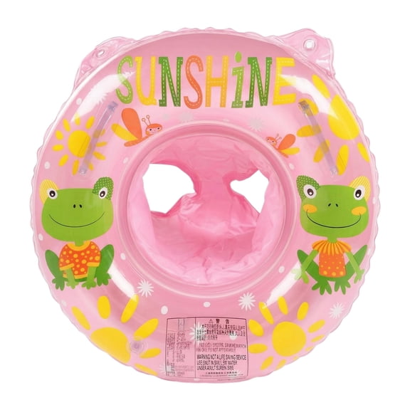 CQHVKQ 20" Inflatable Baby Pool Float Seat, Frog Pattern Baby Swimming Ring for Swim Training, Toddler Inflatable Swimming Float with Airbag Seat, Adjustable Infant Pool Floats 6-36 Months, Pink