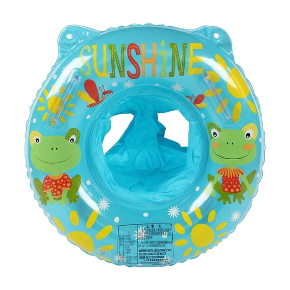 CQHVKQ 20" Inflatable Baby Pool Float Seat, Frog Pattern Baby Swimming Ring for Swim Training, Toddler Inflatable Swimming Float with Airbag Seat, Adjustable Infant Pool Floats 6-36 Months, Blue