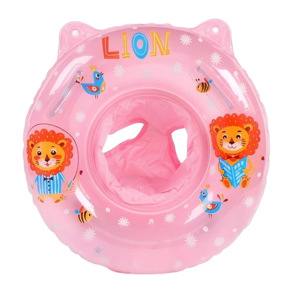 CQHVKQ 20" Inflatable Baby Pool Float Seat, Lion Pattern Baby Swimming Ring for Swim Training, Toddler Inflatable Swimming Float with Airbag Seat, Adjustable Infant Pool Floats 6-36 Months, Pink