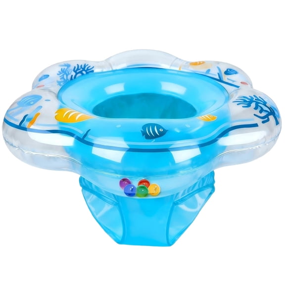 CQHVKQ 21" Inflatable Baby Pool Float Seat, Baby Swimming Ring for Swim Training, Toddler Inflatable Swimming Float with Double Airbag Safety Seat, Adjustable Infant Pool Floats 6-12 Months, Blue