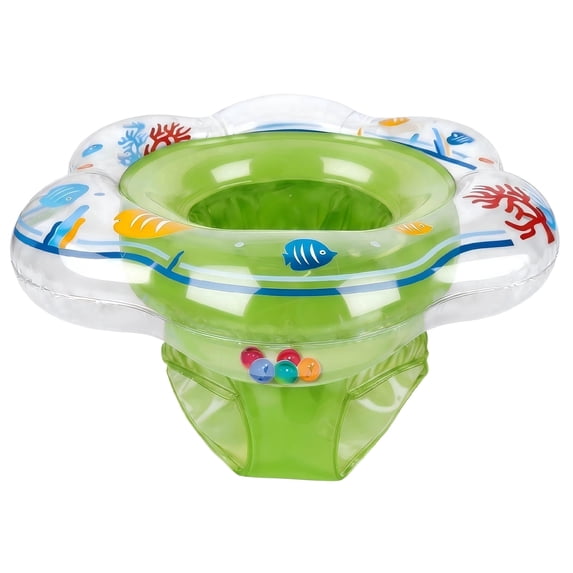 CQHVKQ 21" Inflatable Baby Pool Float Seat, Baby Swimming Ring for Swim Training, Toddler Inflatable Swimming Float with Double Airbag Safety Seat, Adjustable Infant Pool Floats 6-12 Months, Green
