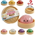 thumbnail image 1 of CQHVKQ 4" Mystery Dumpling Squishy Toy, Galaxy Glitter Dumpling Squishy Mystery Boxs, Dumpling Stress Squeeze Balls with Steamer Box, Stress Relief Squishy Dumpling Toys for Anxiety Relief, Pink, 1 of 9