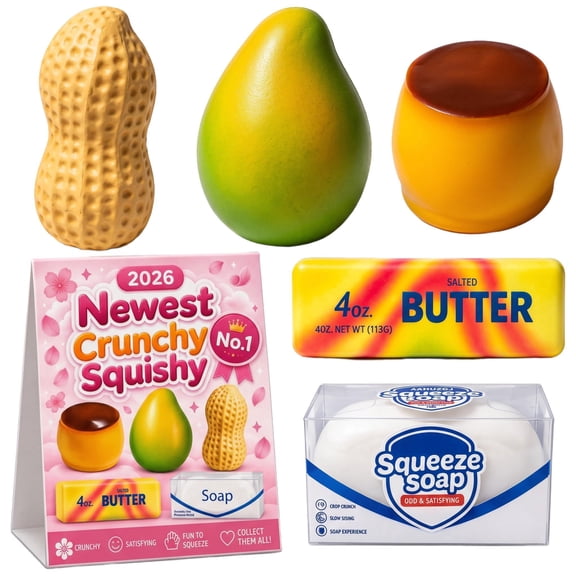 CQHVKQ 5 Pack Crunchy Squishy Toy Set, ASMR Bead Filled Realistic Food Stress Squeeze Balls with Crunchy Tactile Feel, Moldable Slow Rebound Soft Material Sensory Fidget Toys for Anxiety Relief