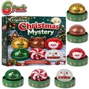 CQHVKQ 6 Pack 2" Christmas Mini Dumpling Squishy Mystery Box, Christmas Mystery Squishy Dumplings, Glitter Dumpling Stress Squeeze Balls, Mystery Surprise Chris