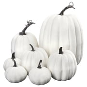 CQHVKQ 7PCS Fake Pumpkins Foam Decor Set, Fall Pumpkins Decoration from Sizes 1.9" to 7.5", Artificial Styrofoam Pumpkins for Table Centerpieces, Fall, Thanksgi