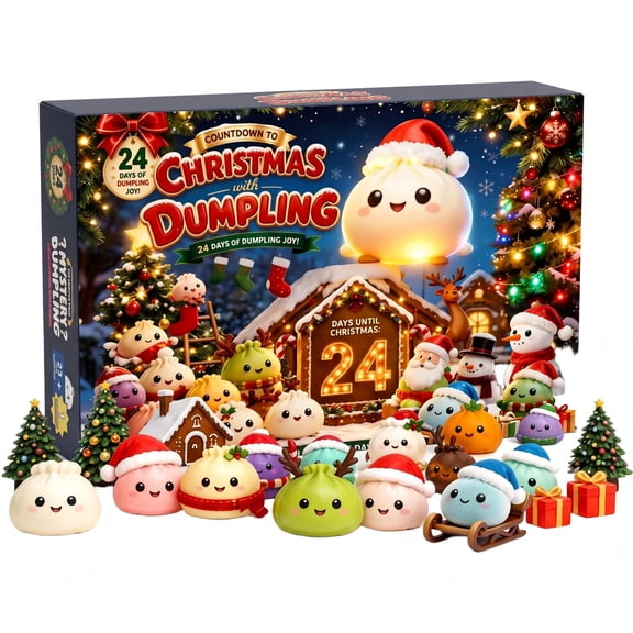 CQHVKQ Christmas Advent Calendar Dumpling Squishy Mystery Box, Christmas Special Edition Mystery Squishy Dumplings Countdown Calendar, Advent Calendar for Kids with 24 Surprises Squishy Bun Gifts