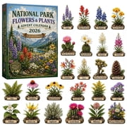 CQHVKQ Christmas National Parks Advent Calendar 2026, 24 Days Christmas Countdown Calendar of Wild Places Keepsakes, 2D Acrylic Flowers Ornaments Advent Calendar for Nature Lover Gifts, Xmas Tree