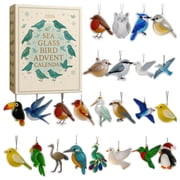 CQHVKQ Sea Glass Bird Advent Calendar 2026, 24 Days Christmas Countdown Calendar of Coastal Surprises, Bird Themed 2D Acrylic Birds Ornaments Christmas Advent Calendar for Xmas Tree Decor