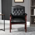 thumbnail image 1 of CQHXIAO Ergonomic Leather Reception Guest Chairs With Padded Seat And Arms Mid-Back Design For Office Use 26.3 Inch Deep, Black, 1 of 9