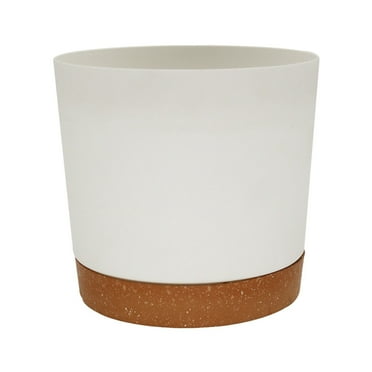 CQININI 10" Round White Plastic Plant Pot with Drainage Holes, Saucers