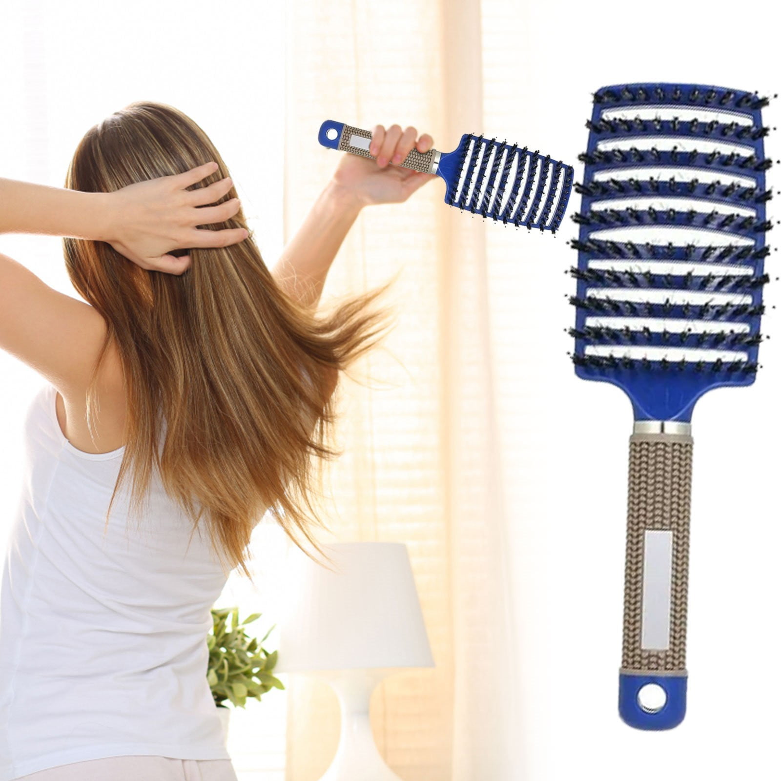 CQININI Hair Brush Female Bristle Nylon Hair Brush, Scalp Massage Comb
