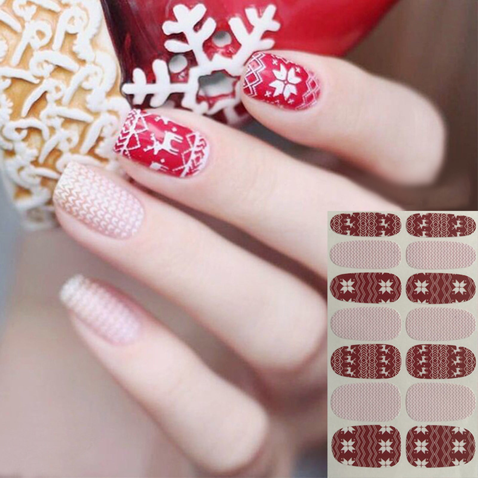 CQININI Nail Stickers Sticker Wraps Manicure Design Christmas Polish
