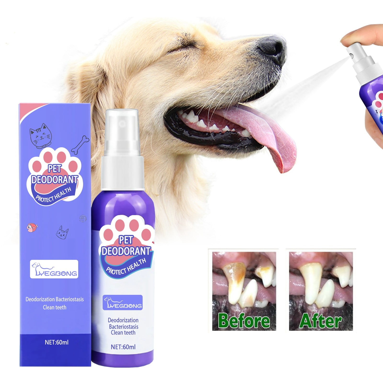 CQININI Pet Supplies Pet Breath Freshen Spray Care Cleaner 60Ml Pet